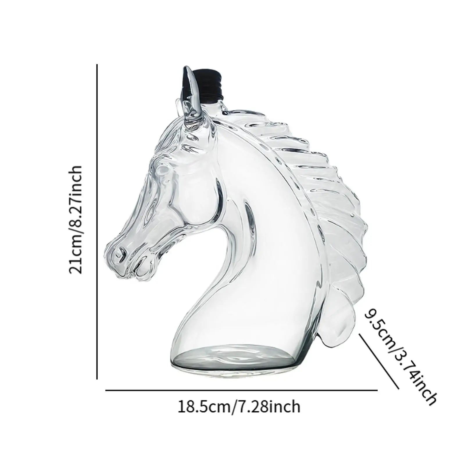 Whiskey Bottle Engraved Horse Head Shape Glass Decanter for Whiskey Bourbon Brandy Unique Liquor Bottle Gift for Whiskey Lovers