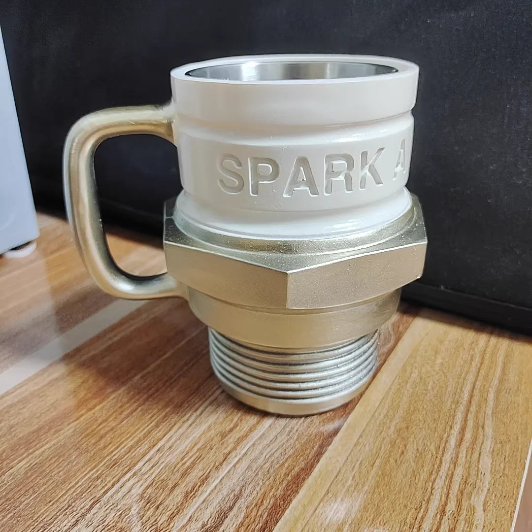 Spark Plug Shaped Coffee Mug Mechanical Engine Themed Novelty Cup for Car Lovers and Gearhead Gift