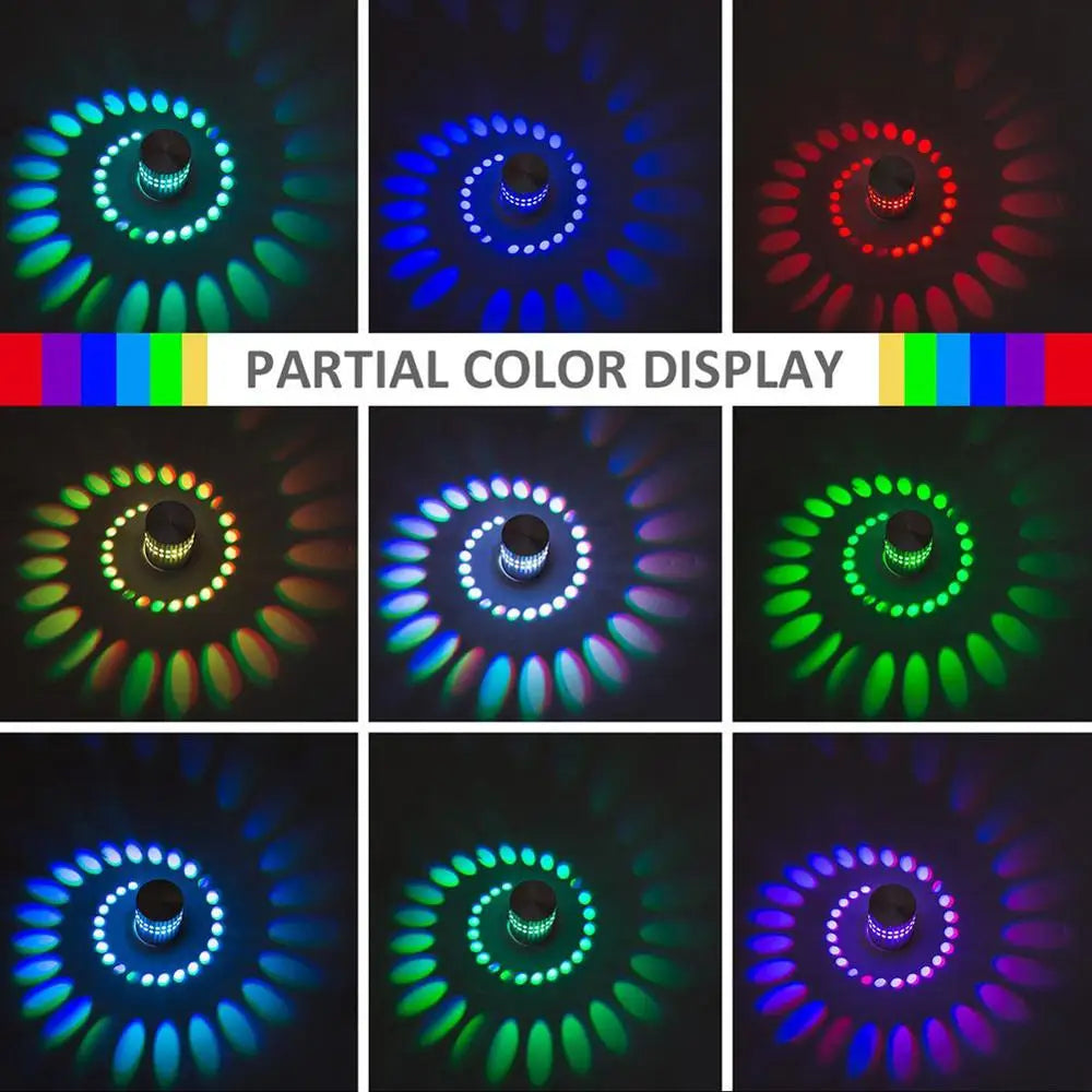 RGB Aluminum LED Wall Light Indoor Spiral Effect Light Corridor Wall Lamp Bedroom Decoration Lights For Party KTV Bar Home