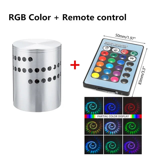 RGB Aluminum LED Wall Light Indoor Spiral Effect Light Corridor Wall Lamp Bedroom Decoration Lights For Party KTV Bar Home