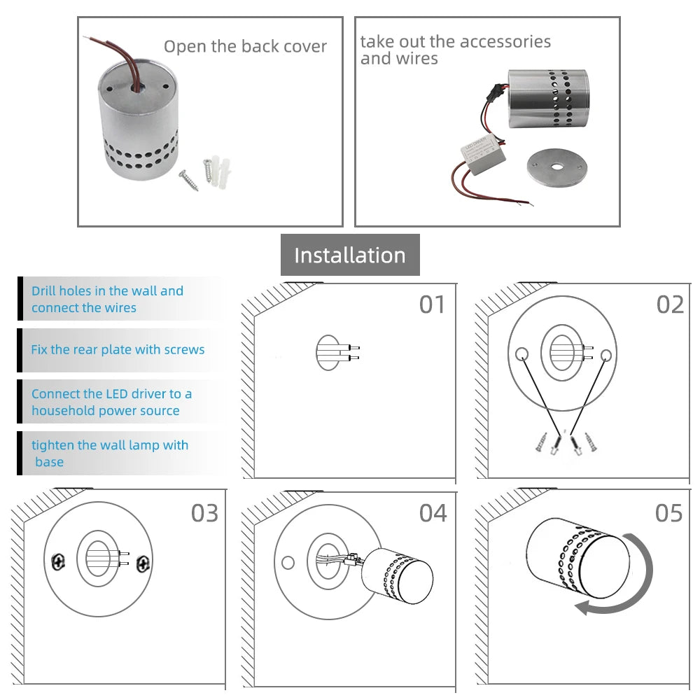 RGB Aluminum LED Wall Light Indoor Spiral Effect Light Corridor Wall Lamp Bedroom Decoration Lights For Party KTV Bar Home