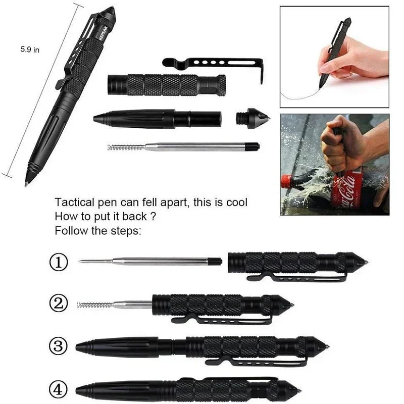 Outdoor Defensa Personal Pen Outdoor Sports Camping Self-defense Supplies Multifunctional Mini Pocket Anti-skid Signature