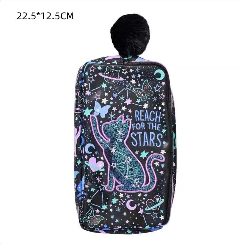 Schoolbag Primary and middle school students big eye cat gradual change cat schoolbag girl backpack trolley schoolbag backpack