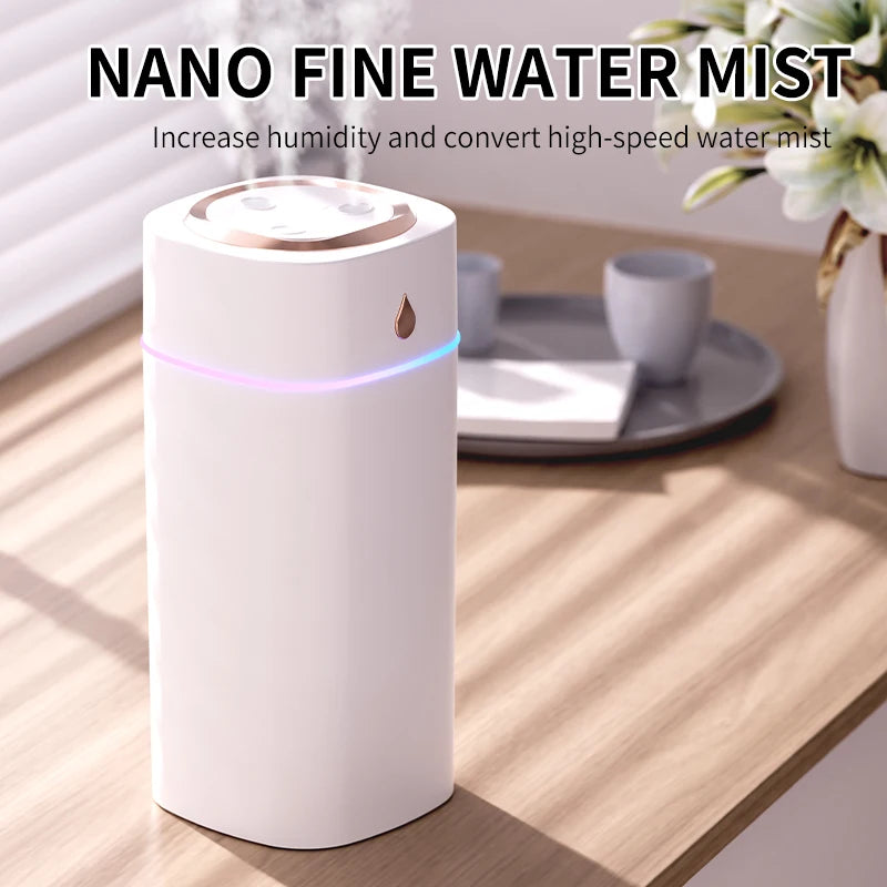 Triple-Nozzle 600mL Waterdrop Mist Humidifier: Fast & Gentle Moisture for Your Space