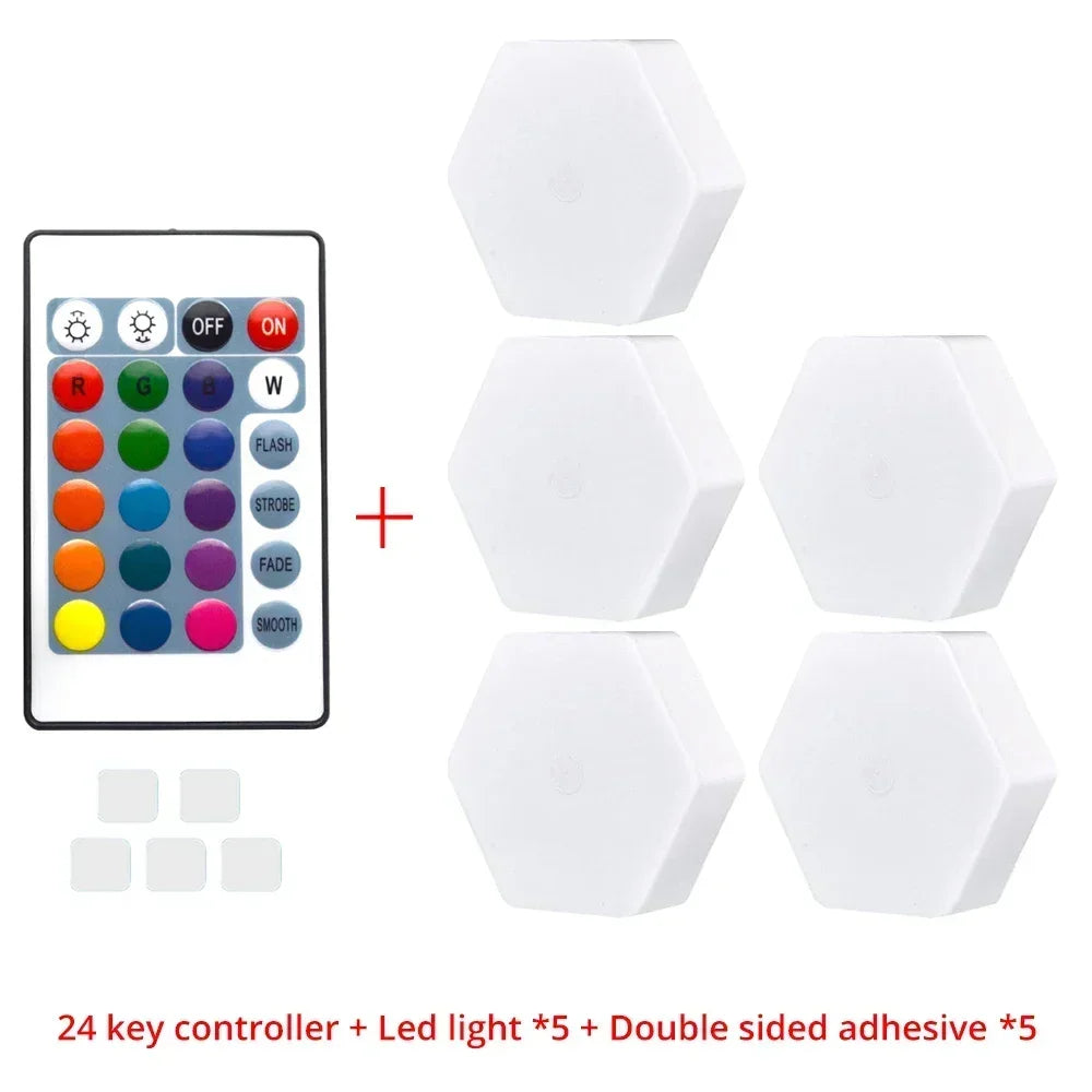 Quantum Hexagon Wall Lamp LED RGB Touch Sensor Honeycomb Light DC 5V Colorful Modular Control Night Decoration For Room Bedroom