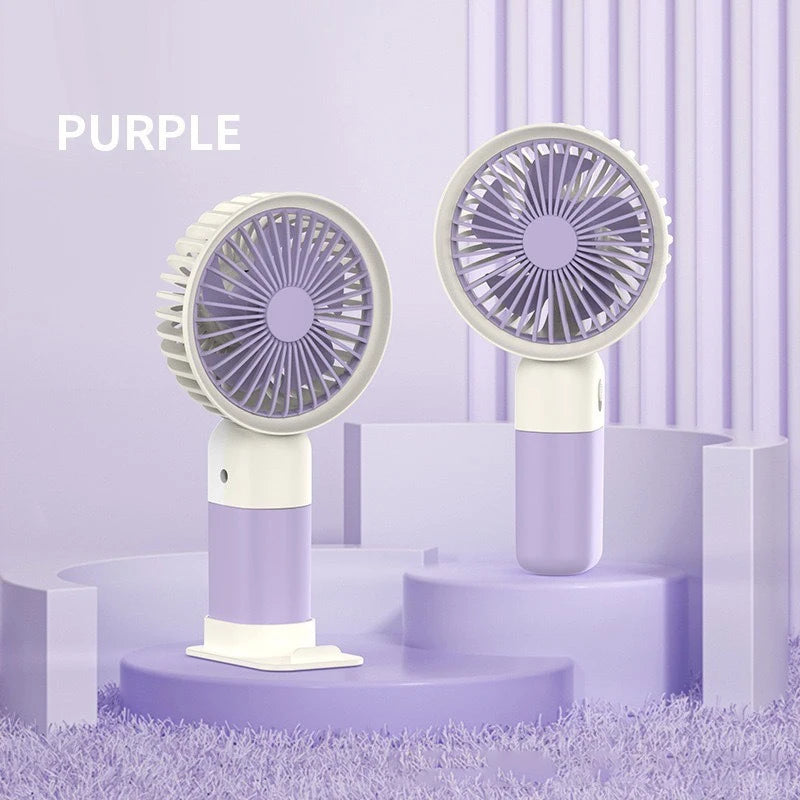 Mini Handheld Fan USB Rechargeable Portable Desktop Fan with Base Quiet Operation for Office Student Dorm Travel