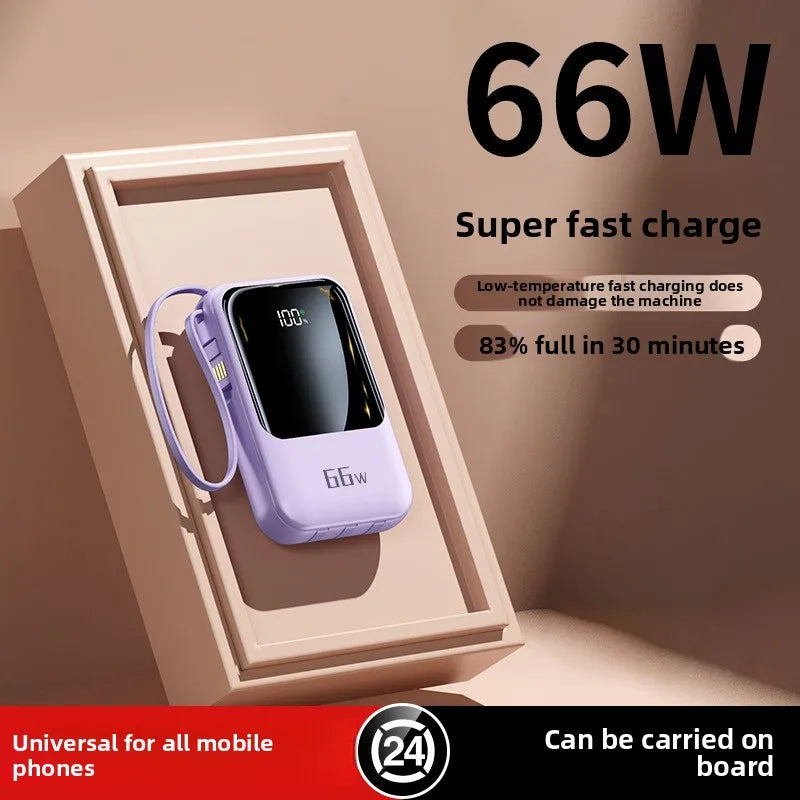 20000mAh High-capacity Power Bank with PD20W Super Fast Charging, Mini Size, and Built-in Cable,Suitable for Most Electronic