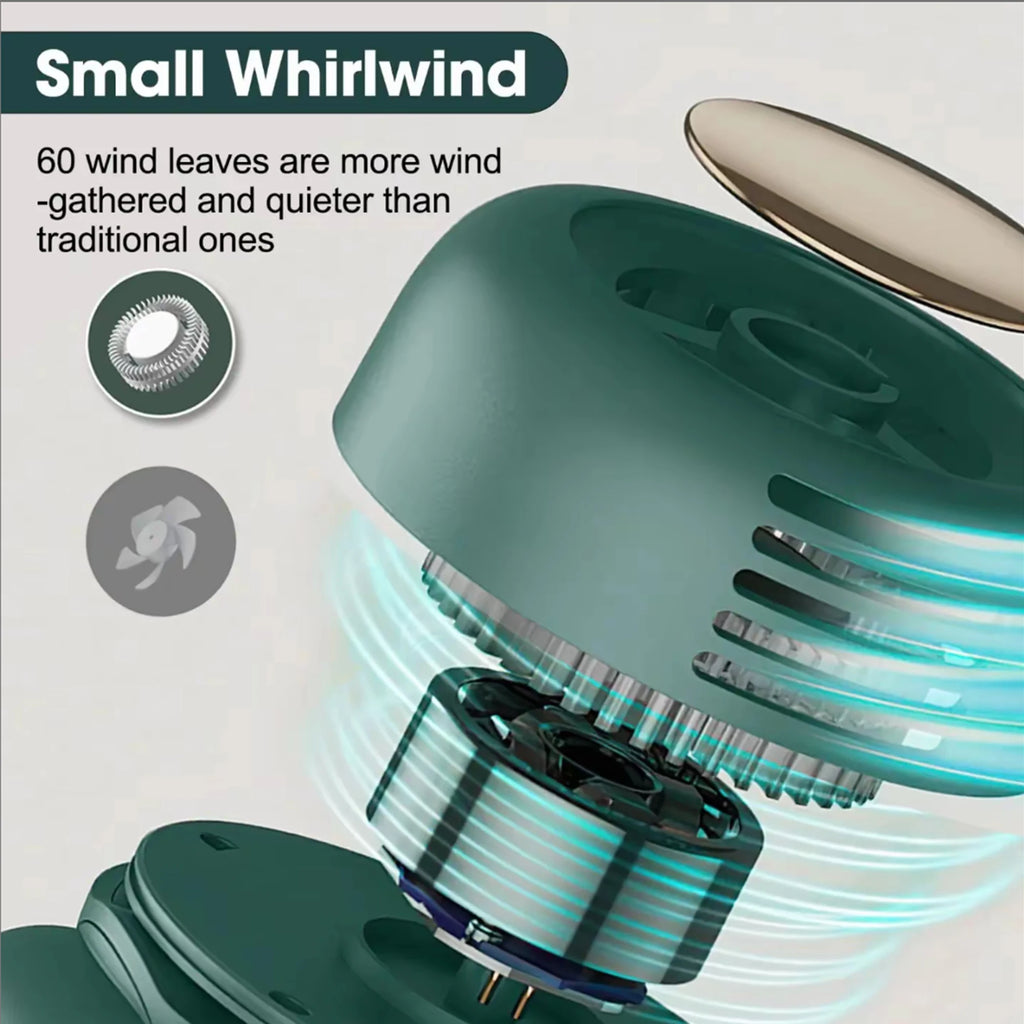 Mini Portable Fan 360° Rotating, 3 Speeds Strong Wind Quiet Rechargeable Handheld Fan, Small Size Big Airflow Long Battery Life