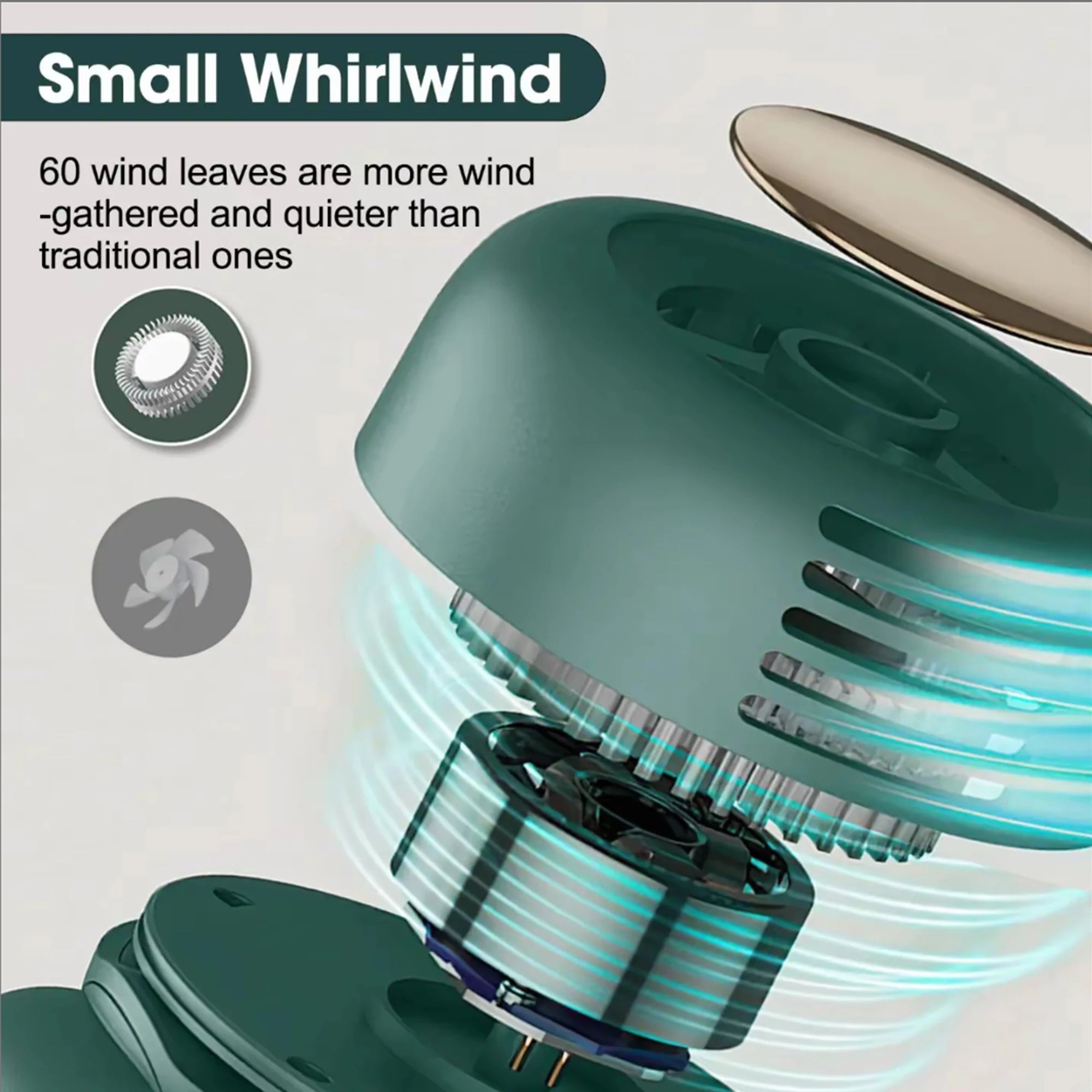 Mini Portable Fan 360° Rotating, 3 Speeds Strong Wind Quiet Rechargeable Handheld Fan, Small Size Big Airflow Long Battery Life