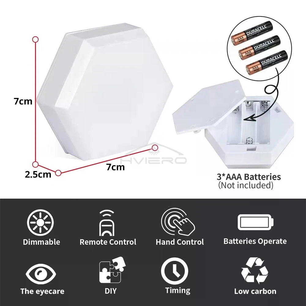 RGB LED Quantum Hexagon Light Touch Sensor Honeycomb Colorful Modular 16Key Control Night Decoration Room Indoor Bedroom