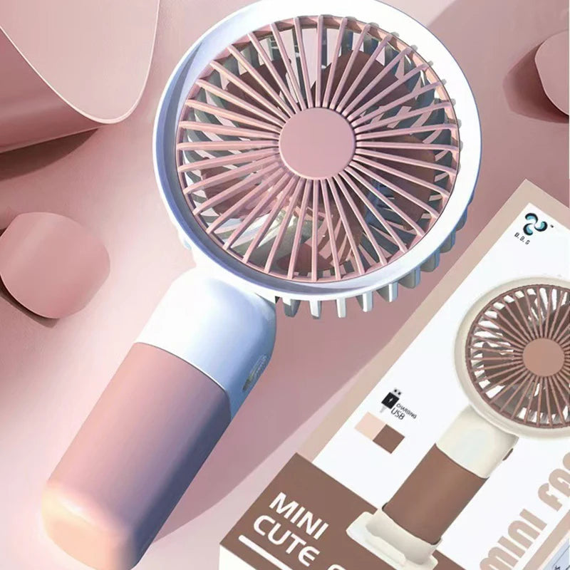 Mini Handheld Fan USB Rechargeable Portable Desktop Fan with Base Quiet Operation for Office Student Dorm Travel