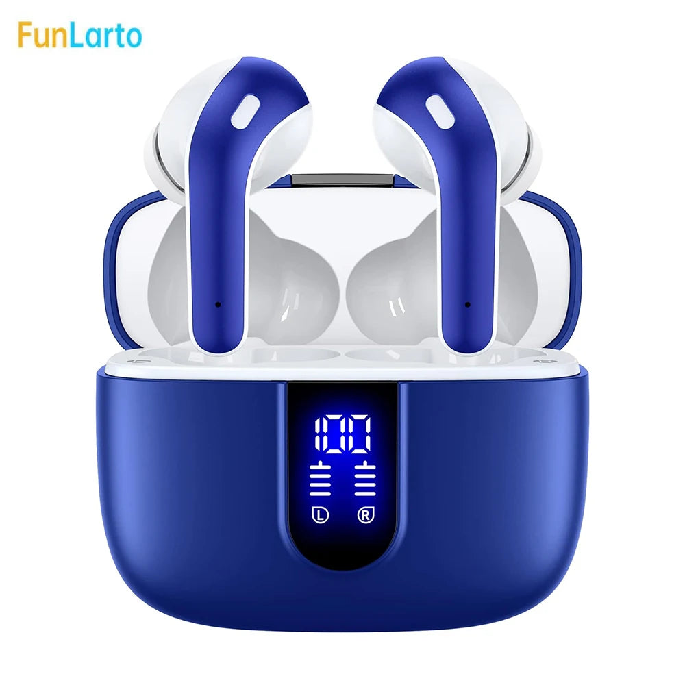 Wireless Earphones with Bluetooth 5.3, Quad-Mic Call Noise Reduction ENC, 50H Playtimes Wireless Earbuds Bluetooth Headphones