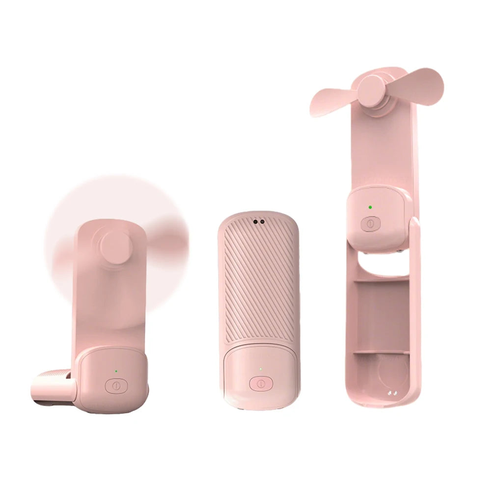 Mini Portable Handheld Fan USB Rechargeable Foldable Hand Fan For Outdoor Folding Small Pocket Fan With Power Bank Flashlights