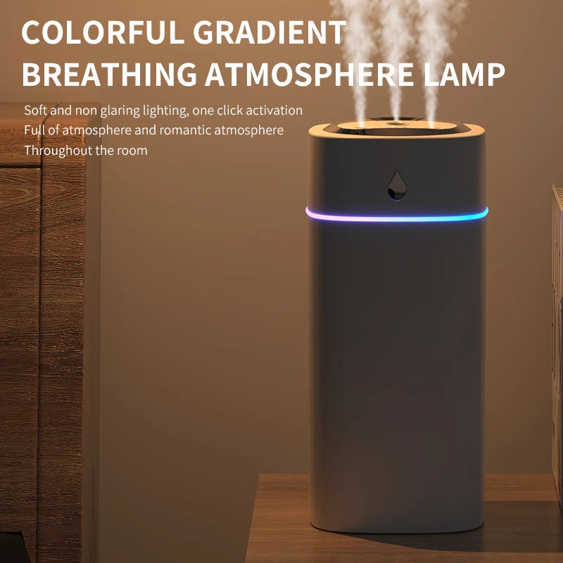 Triple-Nozzle 600mL Waterdrop Mist Humidifier: Fast & Gentle Moisture for Your Space