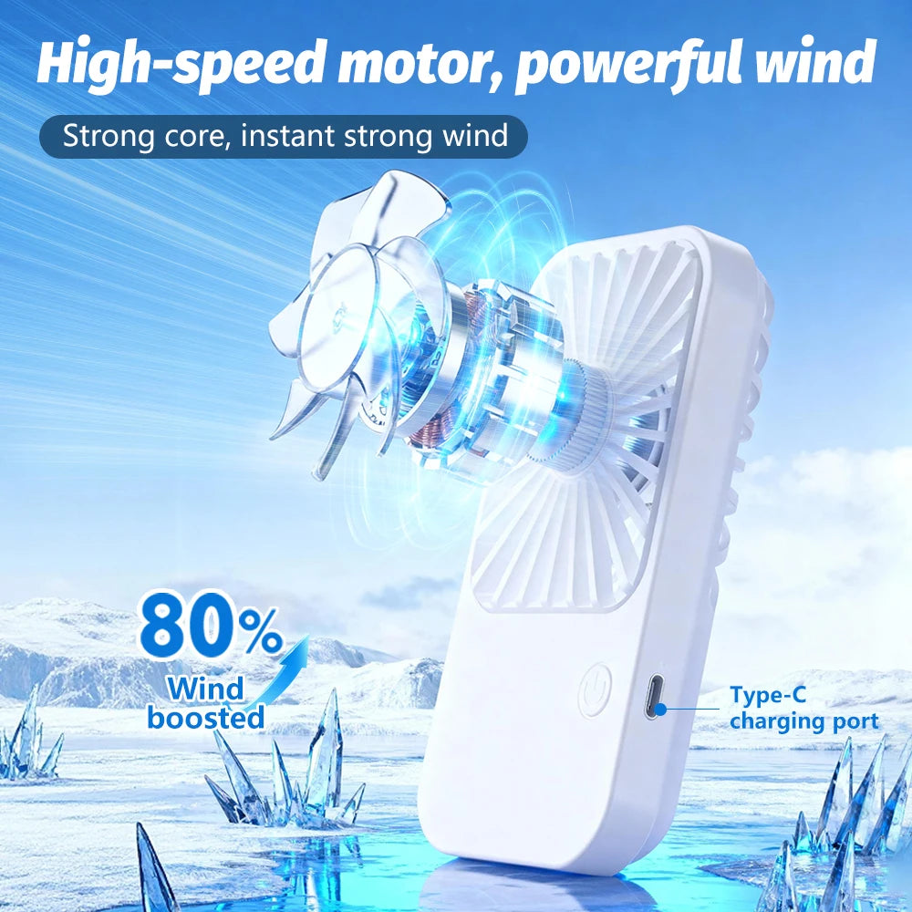 Mini Portable Fan Cute Design 3 Speed Personal Handheld Fan USB Rechargeable Desktop Fan For Indoor Travel