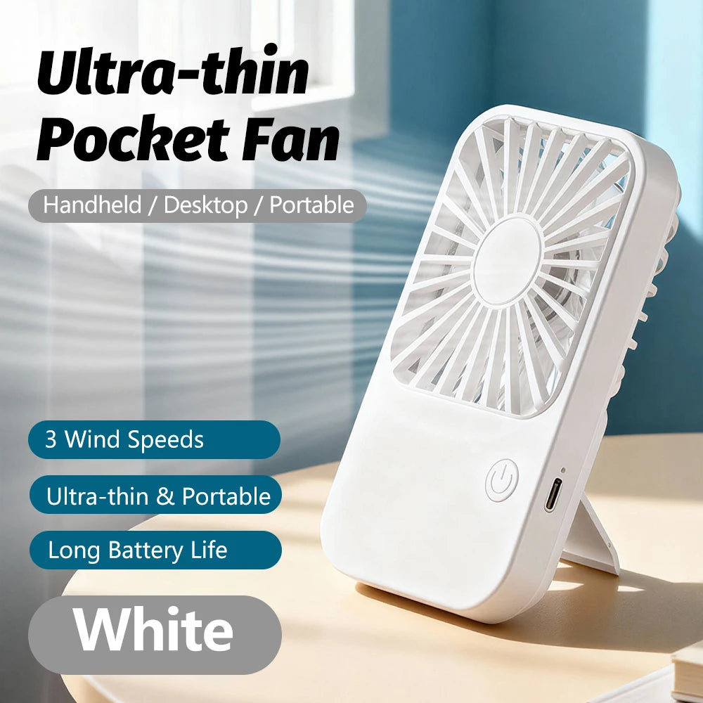 Mini Portable Fan Cute Design 3 Speed Personal Handheld Fan USB Rechargeable Desktop Fan For Indoor Travel