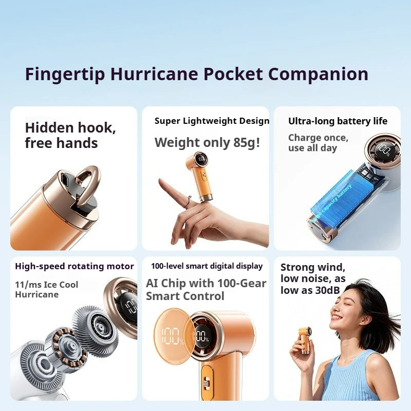 Mini Portable Handheld Fan,100-Speed Stepless Adjustable Pocket Fan with Digital Display,85g Ultra-Light Personal Fan for Travel