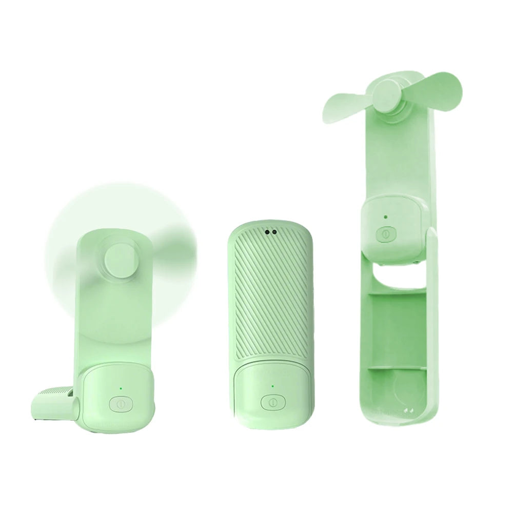 Mini Portable Handheld Fan USB Rechargeable Foldable Hand Fan For Outdoor Folding Small Pocket Fan With Power Bank Flashlights