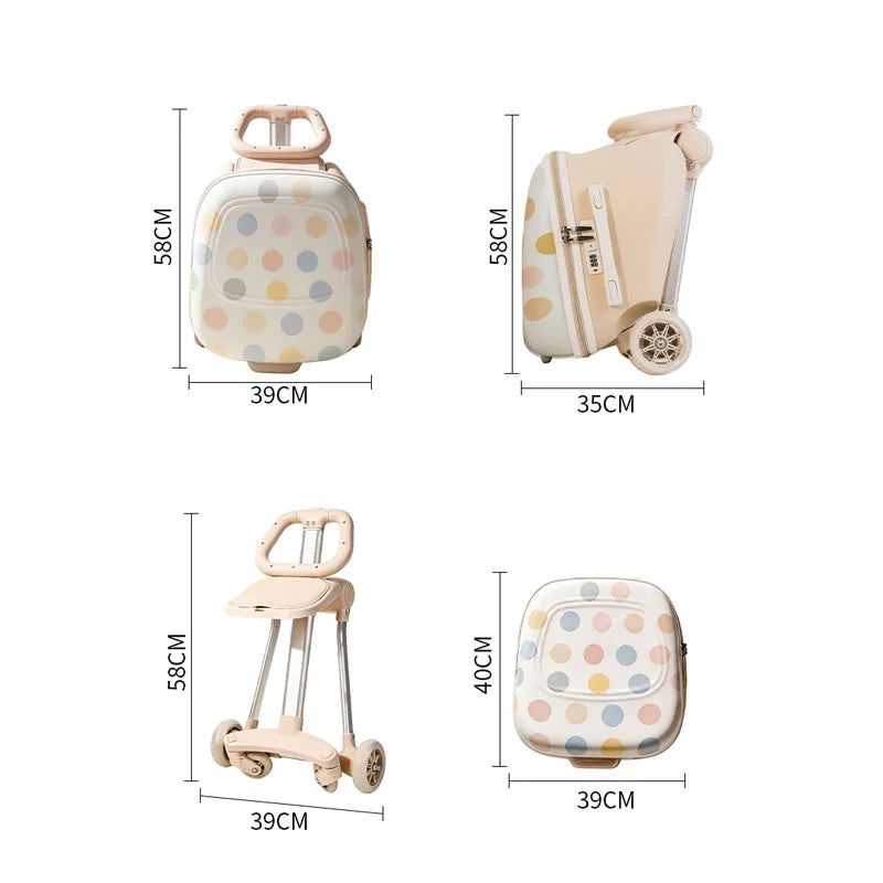 Bunnyfly Children Luggage Case Can Ride and Walk the Baby's Suitcase The Baby Can Take the Suitcase The 20-Inch Folding Stroller