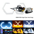 12V 24V RGB Hexagon Angel Eyes Halo Rings Retrofit Headlight Car Motorcycle Switchback White DRL+Amber Turn Signal Light