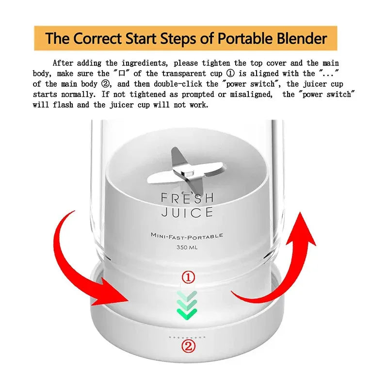 Portable Mini Blender Electric Juicer Fruit Smoothies Mixer Usb Magnetic charging Multifunctional Juice Maker Machine Blender