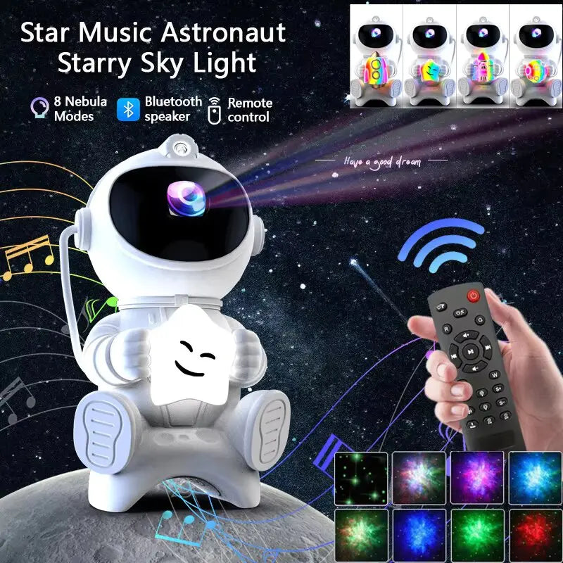 Astronaut LED Night Light Galaxy Star Projector Bluetooth Speaker Remote Control Timer 360° Adjustable Angle for Bedroom Decor