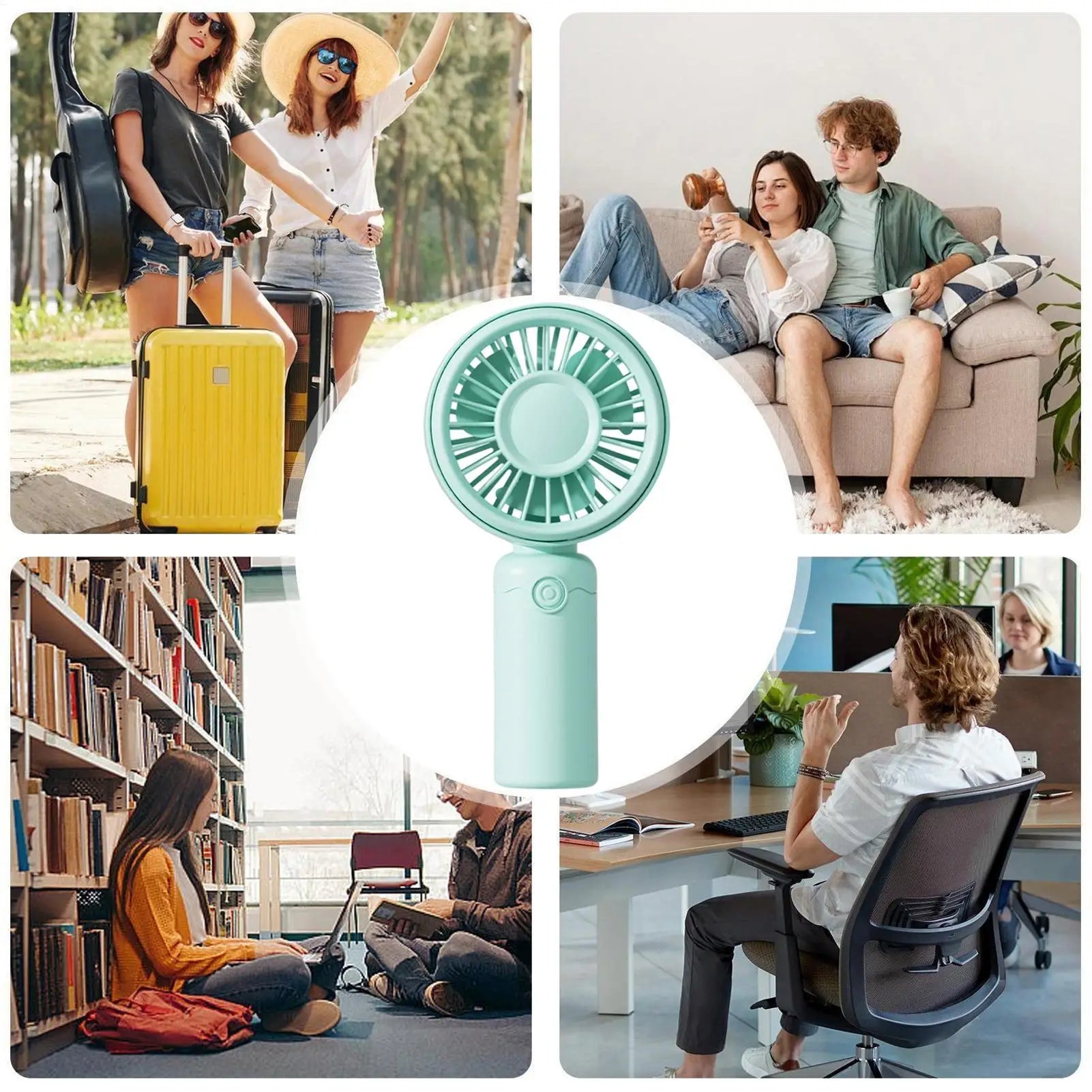 Mini portable fan, handheld small fan, USB charging, 3-speed handheld fan suitable for office, outdoor travel, and camping