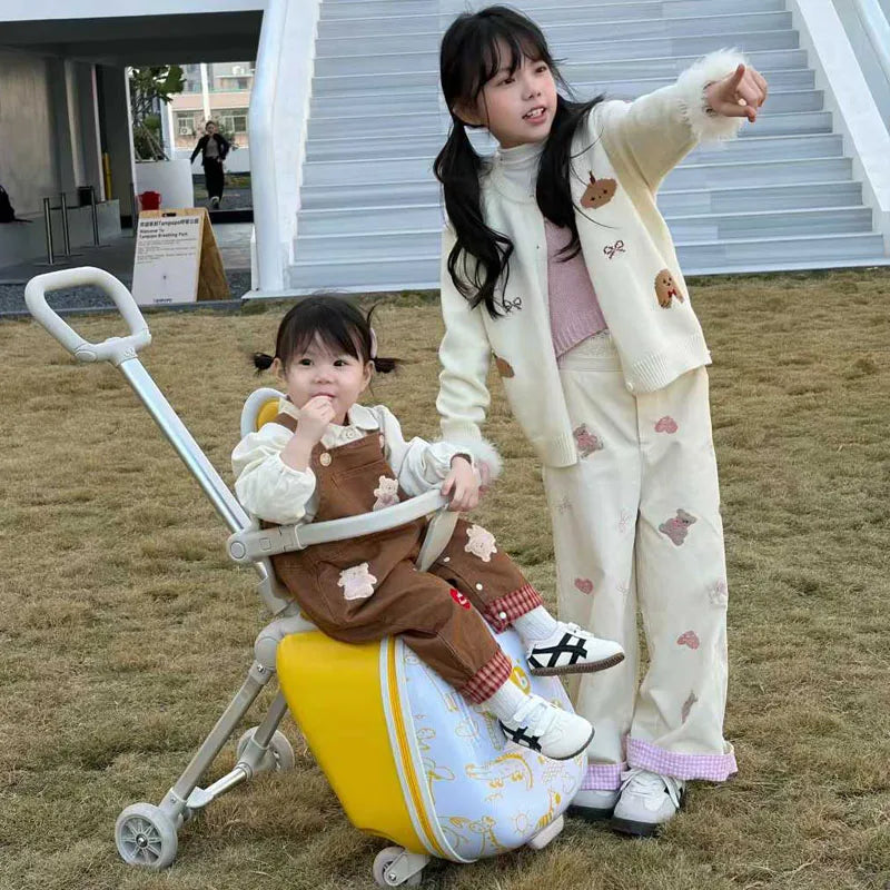 Bunnyfly Children Luggage Case Can Ride and Walk the Baby's Suitcase The Baby Can Take the Suitcase The 20-Inch Folding Stroller