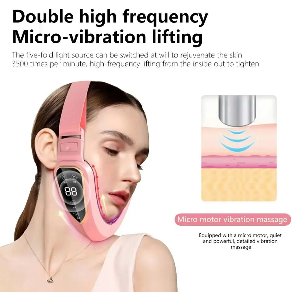 LED Photon Therapy Facial Slimming Vibration Massager Facial Lifting Device Facial Double Chin V Face Vibration Massager
