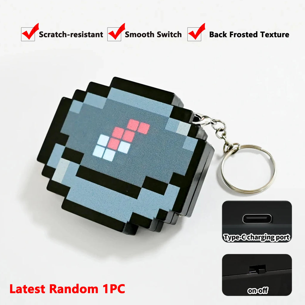 Rechargeable LED Pixel Compass Keychain Glowing Pixel Style Backpack Pendant Creative Game Periphery Gift for Gamers Birthday