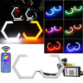 2PCS RGB Angel Eyes Halo Rings Amber Turn Signal Led Angel Eyes 70 80 90mm APP Control Car UTV Motorcycle DRL Decorative Light