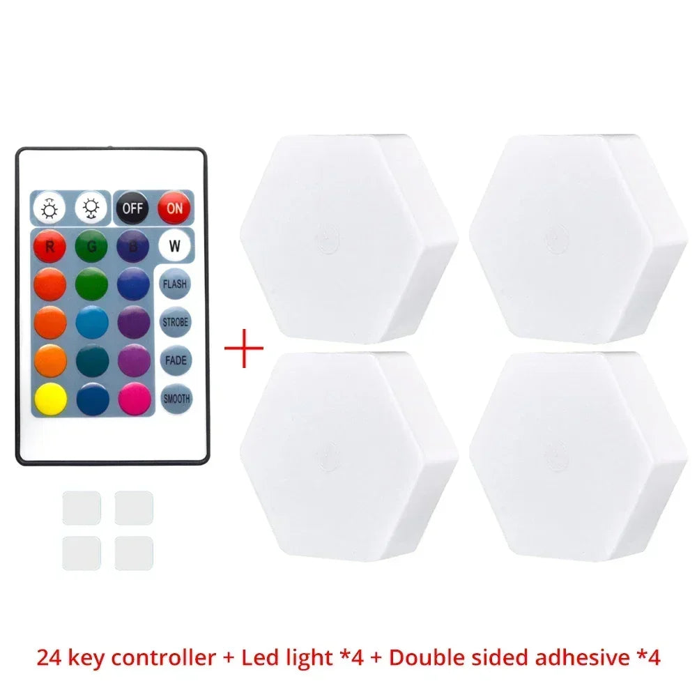 Quantum Hexagon Wall Lamp LED RGB Touch Sensor Honeycomb Light DC 5V Colorful Modular Control Night Decoration For Room Bedroom