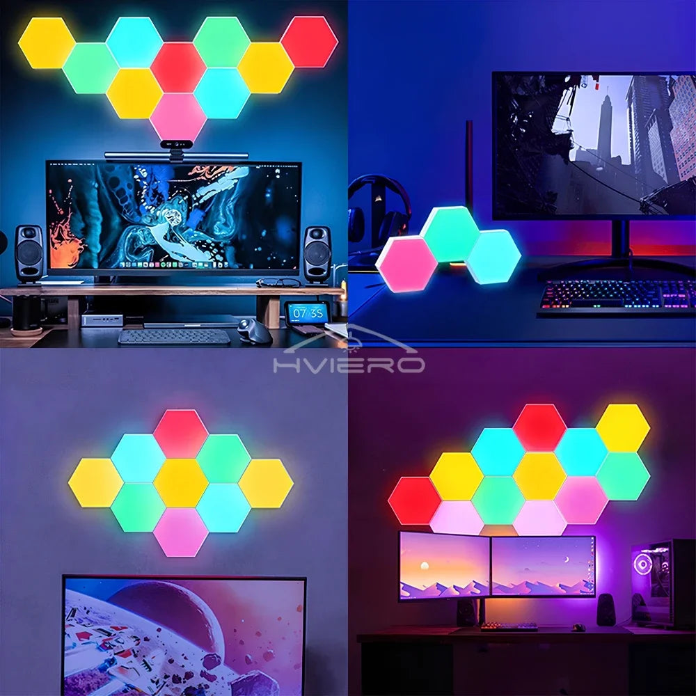RGB LED Quantum Hexagon Light Touch Sensor Honeycomb Colorful Modular 16Key Control Night Decoration Room Indoor Bedroom