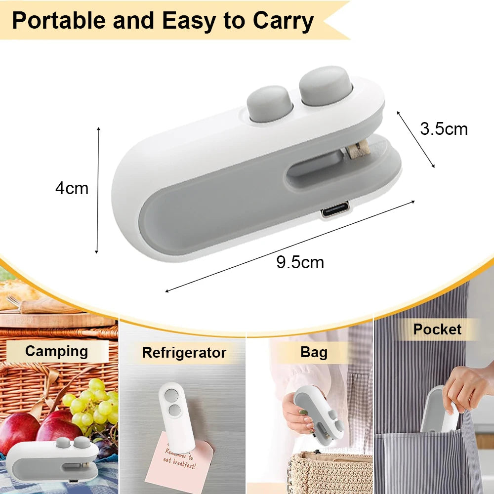 Mini Plastic Bag Sealer Rechargeable 2 in 1 Bag Heat Sealer With Cutter