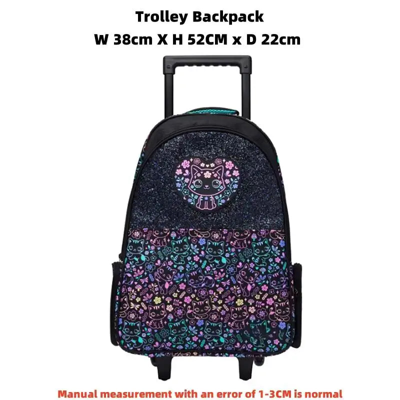 Schoolbag Primary and middle school students big eye cat gradual change cat schoolbag girl backpack trolley schoolbag backpack