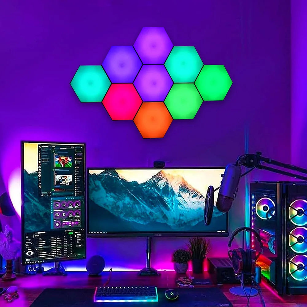 Hexagon Wall Light Wall Mounted Remote Control Touch Sensitive DIY Geometric Modular Assembled USB Power RGB led Colorful Light
