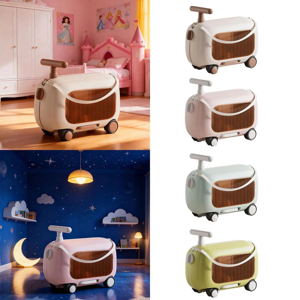 Ride on Suitcase, Luggage Case with Wheels Rideable Carry on Storage Carry on Luggage Children's Suitcase, for Aged 2-6 Years