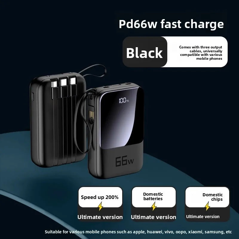 20000mAh High-capacity Power Bank with PD20W Super Fast Charging, Mini Size, and Built-in Cable,Suitable for Most Electronic