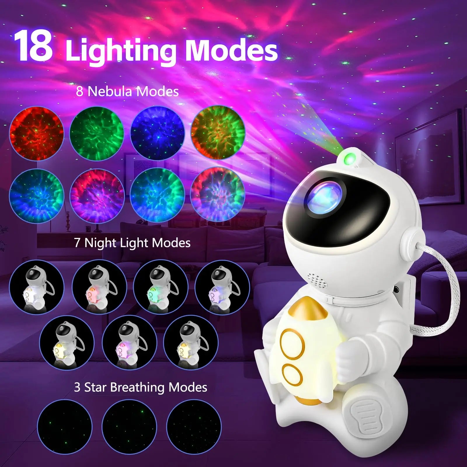 Astronaut LED Star Projector Night Light Galaxy Projectors Bluetooth Speaker