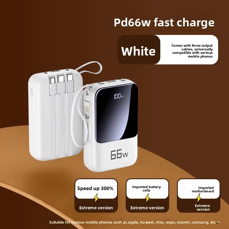 20000mAh High-capacity Power Bank with PD20W Super Fast Charging, Mini Size, and Built-in Cable,Suitable for Most Electronic