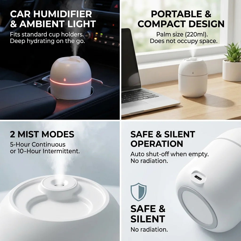 Mini Portable USB Air Humidifier Water Drop Desktop Indoor Household Mute Atomization Humidifier for Office And Home