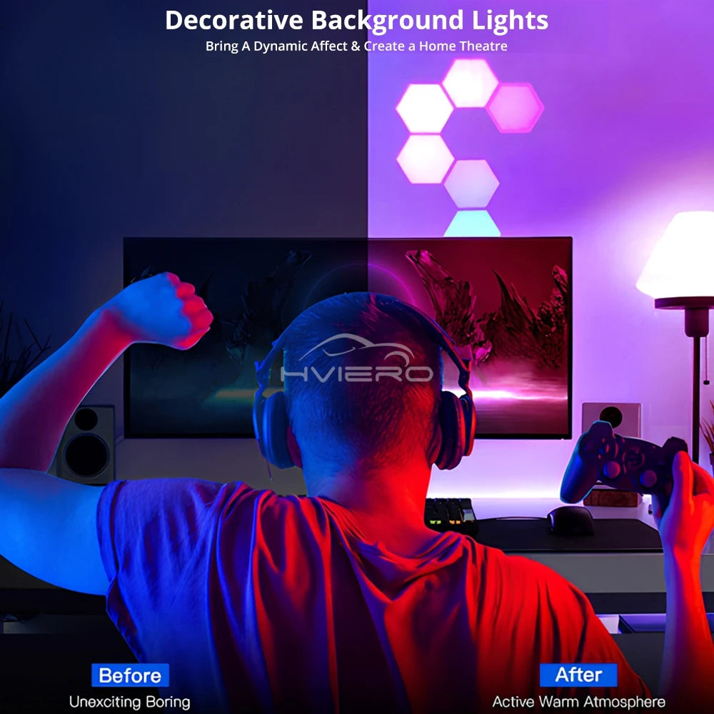Quantum Hexagon Wall Lamp LED RGB Touch Sensor Honeycomb Light DC 5V Colorful Modular Control Night Decoration For Room Bedroom
