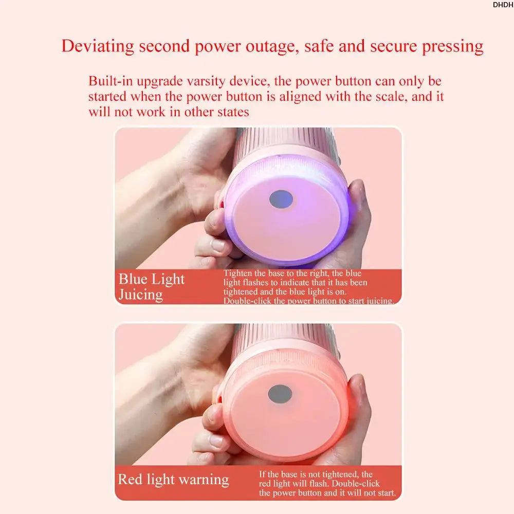 Mini Juice Blender Portable Rechargeable Blender Electric USB Fresh Fruit Juicer 6-Blade Smoothie Ice Maker