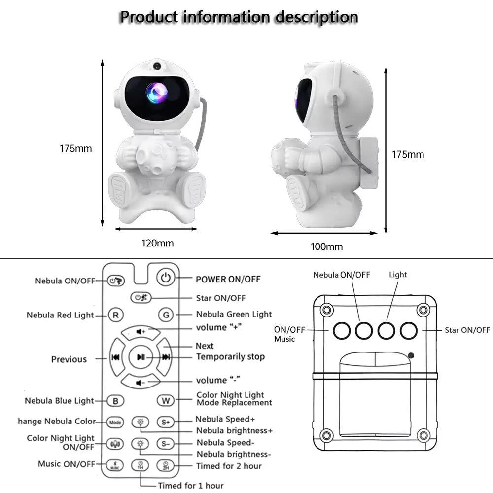 Astronaut LED Night Light Galaxy Star Projector Bluetooth Speaker Remote Control