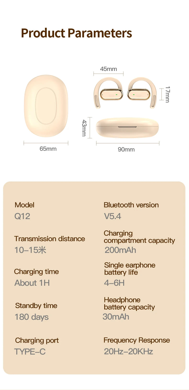 Bluetooth 5.4 Earphones IPX7 Waterproof 20Hrs Wireless Headphones with ENC Noise Cancelling Mic Deep Bass For Sports Workout Gym