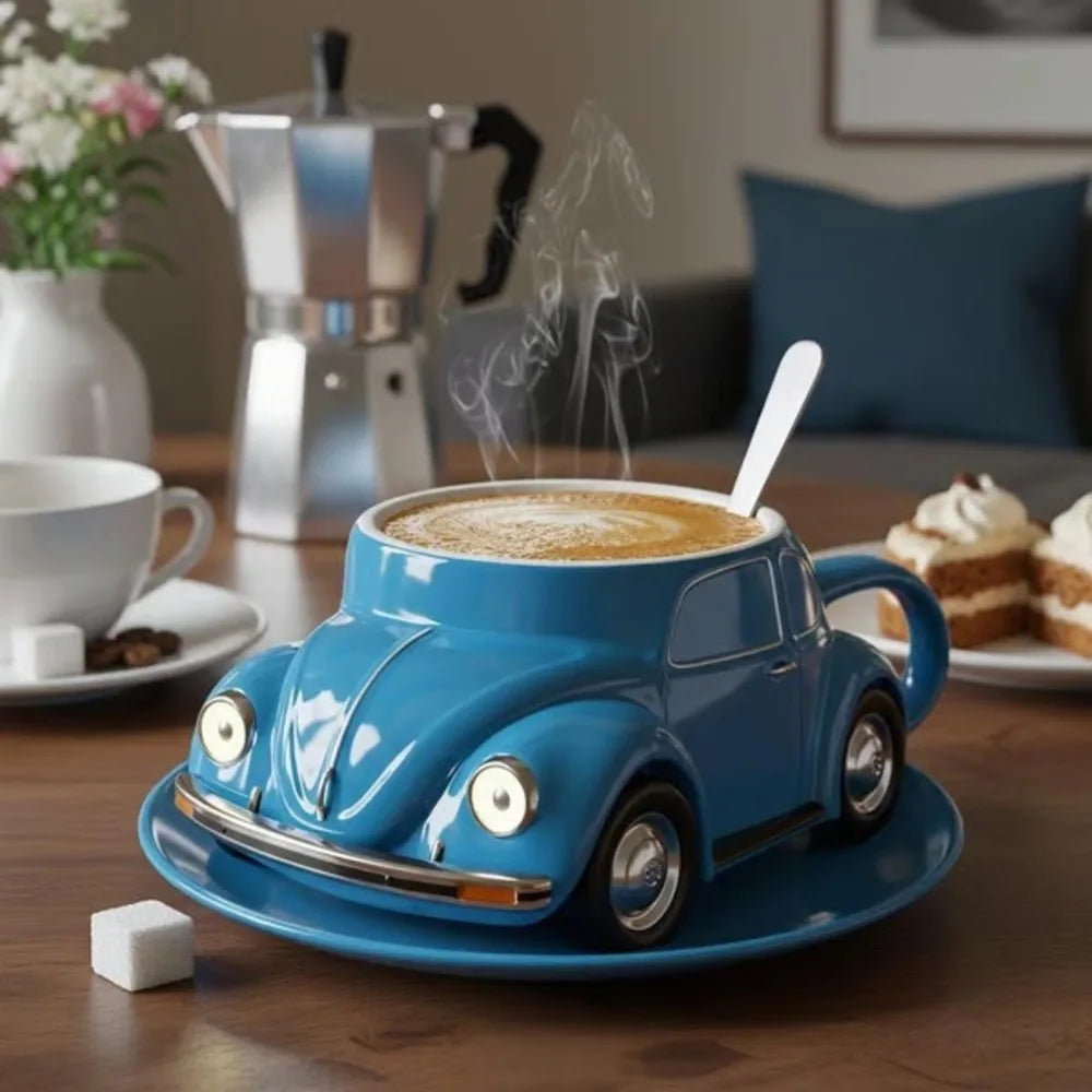 Beetle Shaped Coffee Mug, Handmade Novelty Fun Imaginative Beetle Car Shape Coffee Cup, Creative Gift for Beetle Lovers Suitable