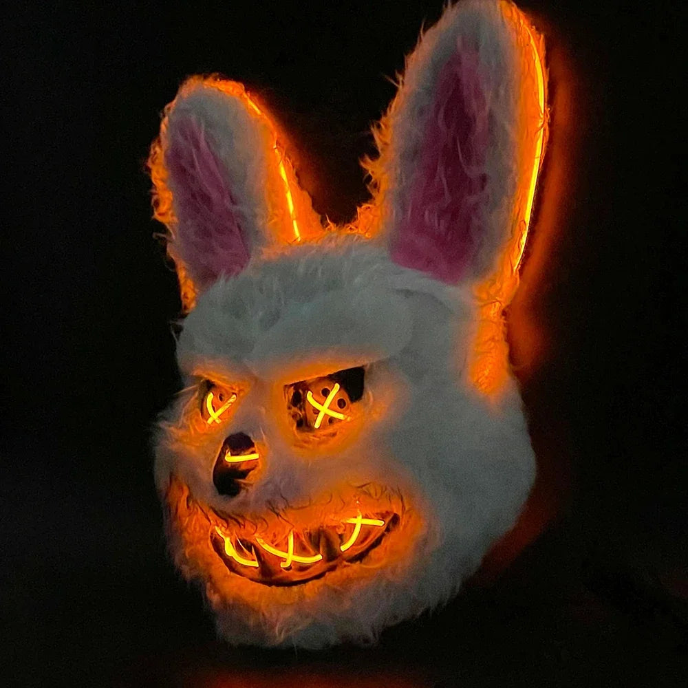 NEW LED  Light Halloween Cosplay Face Mask Party Show Stage Make-up Horror Bloody Rabbit Bear Mask Cartoon Carnival  Head Cover