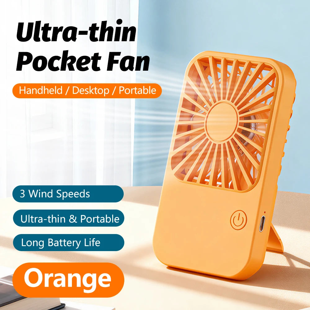 Mini Portable Fan Cute Design 3 Speed Personal Handheld Fan USB Rechargeable Desktop Fan For Indoor Travel