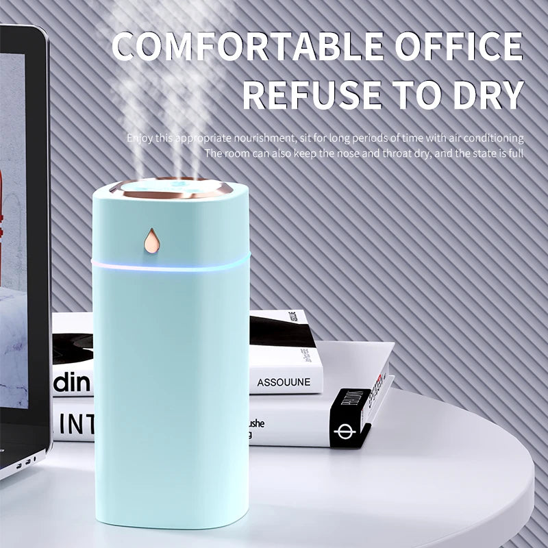 Triple-Nozzle 600mL Waterdrop Mist Humidifier: Fast & Gentle Moisture for Your Space
