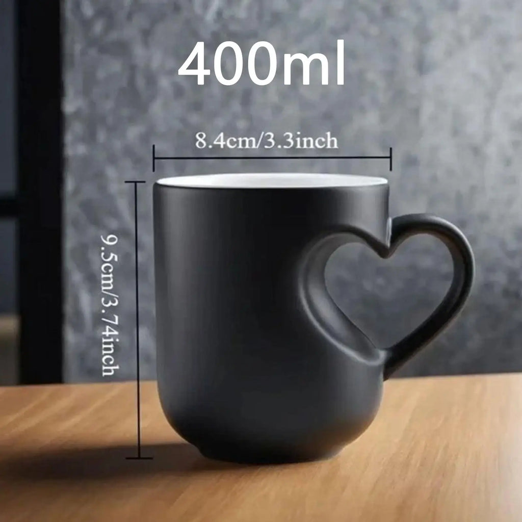 Heart Shape Color Change Mug Ceramic Heat Activated Mug Milk Juice Cup for Women Men Kids Family Workplace Home Dorm